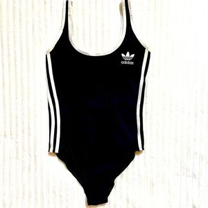 Adidas Originals one piece Bodysuit leotard black white size medium